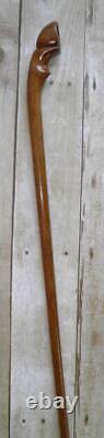 Vintage Pine Equestrian Walking Stick / Cane Hand Carved Horse Hoof Handle 92cm