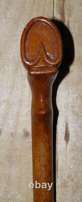 Vintage Pine Equestrian Walking Stick / Cane Hand Carved Horse Hoof Handle 92cm