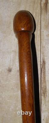 Vintage Pine Equestrian Walking Stick / Cane Hand Carved Horse Hoof Handle 92cm