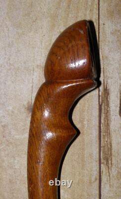 Vintage Pine Equestrian Walking Stick / Cane Hand Carved Horse Hoof Handle 92cm