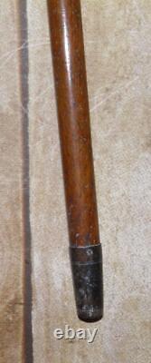 Vintage Pine Equestrian Walking Stick / Cane Hand Carved Horse Hoof Handle 92cm