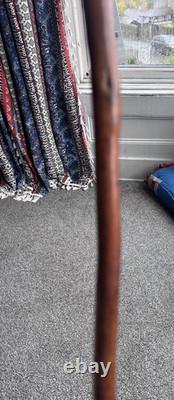 Vintage Primitive Antique hand carved head walking stick wooden cane