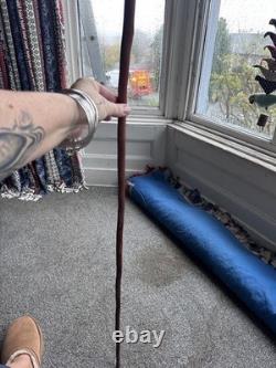 Vintage Primitive Antique hand carved head walking stick wooden cane