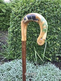 Vintage Rams Horn Shepherds Crook. On Hazel Shaft