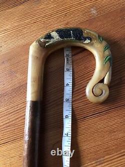 Vintage Rams Horn Shepherds Crook. On Hazel Shaft