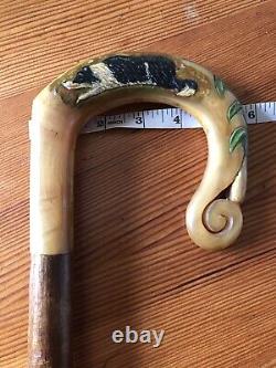 Vintage Rams Horn Shepherds Crook. On Hazel Shaft