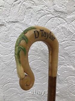 Vintage Rams Horn Shepherds Crook. On Hazel Shaft