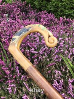 Vintage Rams Horn Shepherds Crook. On Hazel Shaft