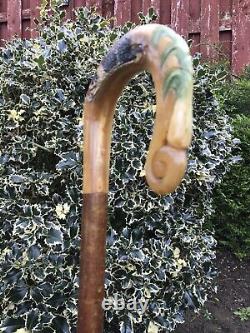 Vintage Rams Horn Shepherds Crook. On Hazel Shaft