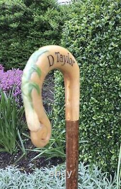 Vintage Rams Horn Shepherds Crook. On Hazel Shaft