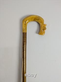 Vintage Rams Horn Shepherds Crook Walking Stick Thistl Carved Handle 115cm (45)