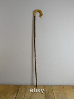 Vintage Rams Horn Shepherds Crook Walking Stick Thistl Carved Handle 115cm (45)