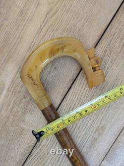 Vintage Rams Horn Shepherds Crook Walking Stick Thistl Carved Handle 115cm (45)