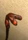 Vintage Rustic Birch Walking Stick Cane Hand-Carved Snake Handle & Antler Teeth