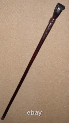 Vintage Rustic Hard Wood Walking Stick Hand Carved Fist & Watch Top Jon. Hand