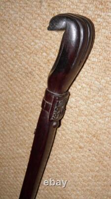 Vintage Rustic Hard Wood Walking Stick Hand Carved Fist & Watch Top Jon. Hand