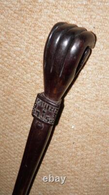 Vintage Rustic Hard Wood Walking Stick Hand Carved Fist & Watch Top Jon. Hand