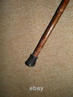 Vintage Rustic Scottish Birch Walking Stick Carved Thistle Antler Handle -91cm