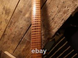 Vintage Shepherds Axe Ciupaga Walking Stick Wood Carved Brass Handle Rings # 1