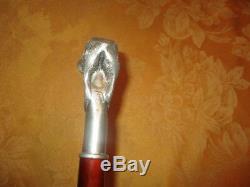 Vintage Solid Silver Carved Frog Walking Stick Cane GREATCONDITIO CIRCA 1940'S