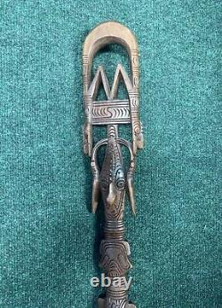Vintage Staff Walking Stick Cane, Hand Carved Ceremonial Staff African