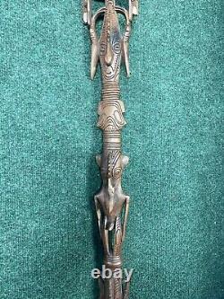 Vintage Staff Walking Stick Cane, Hand Carved Ceremonial Staff African