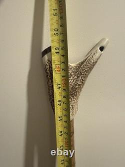 Vintage Stag Horn Walking Thumb Stick / Cane With Carved Whistle