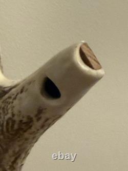 Vintage Stag Horn Walking Thumb Stick / Cane With Carved Whistle