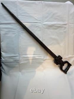 Vintage Style African Carved Wood Walking Stick 3 Faces D-Handle 90cm