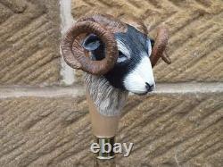 Vintage Style Goat Walking Stick Hand-Carved Wooden Cane Handmade