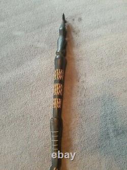Vintage Tribal Man On Totem & Snake Hand Carved Walking Stick Cane Staff 48