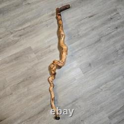 Vintage Twisted Vine Walking Stick Hand Carved And 38 Tall. Unique Collectible