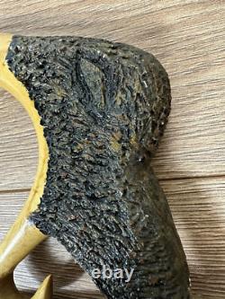 Vintage Unusual Unique 53 Shepherds Crook Boars Head Hand Carved Walking Stick