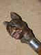 Vintage V Large Hand Carved Snarling Dog H/M Silver Walking Stick Cane. BRIGG