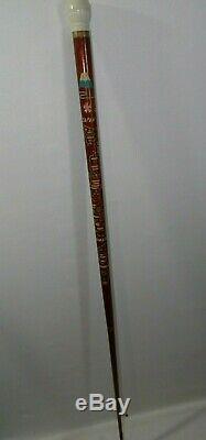 Vintage WWII Era Japan Carved 2 Piece Pool Cue Walking Stick Folk Art