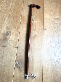 Vintage Walking Cane Hand Carved Folk Art Whale in Elm Wood 93cm Heavy 400 grams