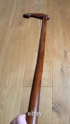 Vintage Walking Cane Hand Carved Folk Art Whale in Elm Wood 93cm Heavy 400 grams