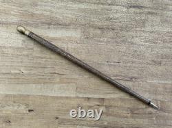 Vintage Walking Cane Stick Concealed Pool Cue Billiards Brass Carved Wood