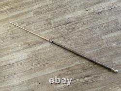 Vintage Walking Cane Stick Concealed Pool Cue Billiards Brass Carved Wood