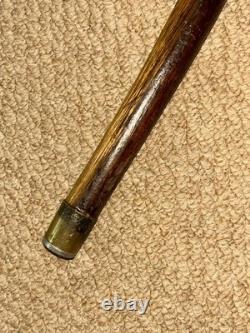 Vintage Walking Stick Cane Hand-Carved Cobra Snake & European Hiking Badges