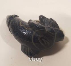 Vintage Walking Stick Cane Handle Carved Bakelite Dog Head Labrador w Bird
