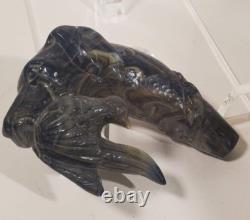 Vintage Walking Stick Cane Handle Carved Bakelite Dog Head Labrador w Bird