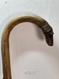 Vintage Walking Stick Dog Head Carved Hunting Dog, German Turnerplakette