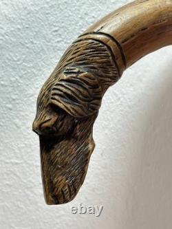 Vintage Walking Stick Dog Head Carved Hunting Dog, German Turnerplakette