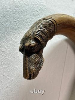 Vintage Walking Stick Dog Head Carved Hunting Dog, German Turnerplakette