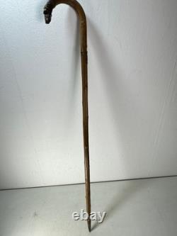 Vintage Walking Stick Dog Head Carved Hunting Dog, German Turnerplakette