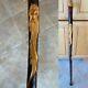 Vintage Walking Stick Fantasy Wizard Carved Wood Cane Amazing Grain Character