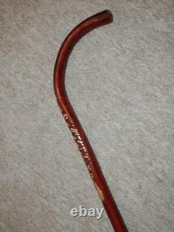 Vintage Walking Stick Hand-Carved Floral Pattern With Inset Clear Quartz 89cm