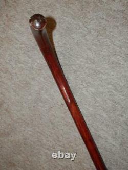 Vintage Walking Stick Hand-Carved Floral Pattern With Inset Clear Quartz 89cm