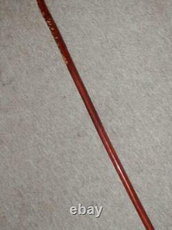 Vintage Walking Stick Hand-Carved Floral Pattern With Inset Clear Quartz 89cm